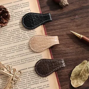3PCS Vintage Magnetic Leather Bookmark, Leather Magnetic Bookmarks for Women, Magnetic PU Bookmarks Clip Book Accessories, Lychee Pattern