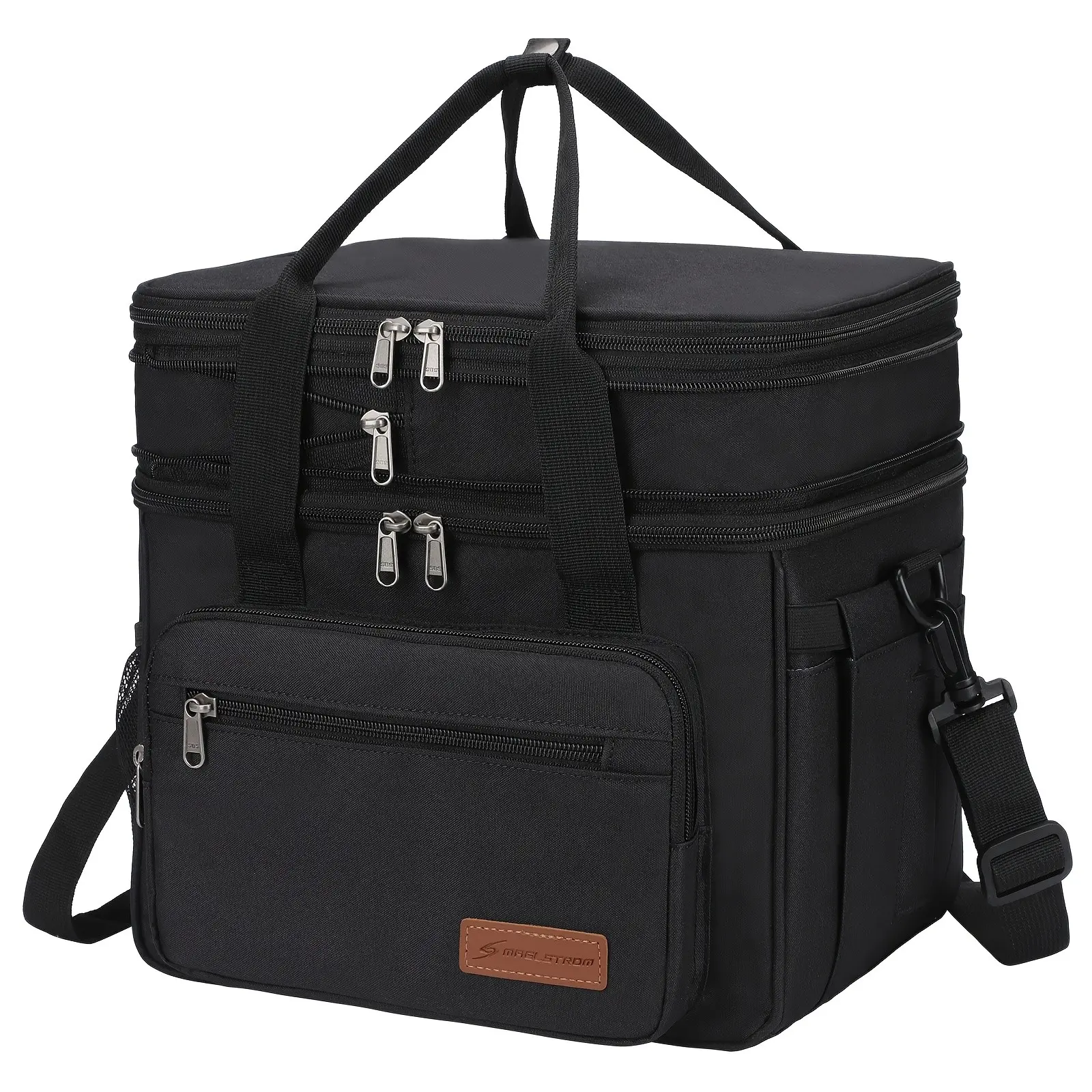[Lunch Bag Men Women] Lunch Bag Men Women, 18L Insulated Lunch Box For Men Women, Expandable Double Deck Lunch Cooler Bag, Lightweight Leakproof Lunch Tote Bag With Side Tissue Pocket