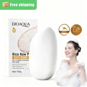 Natural rice soap, cleansing body soap, rice puree purifying fragrance bath salt ball, deep cleansing, refreshing oil control, natural extraction, safe, full body cleansing Cleanser Skin Repair Scented