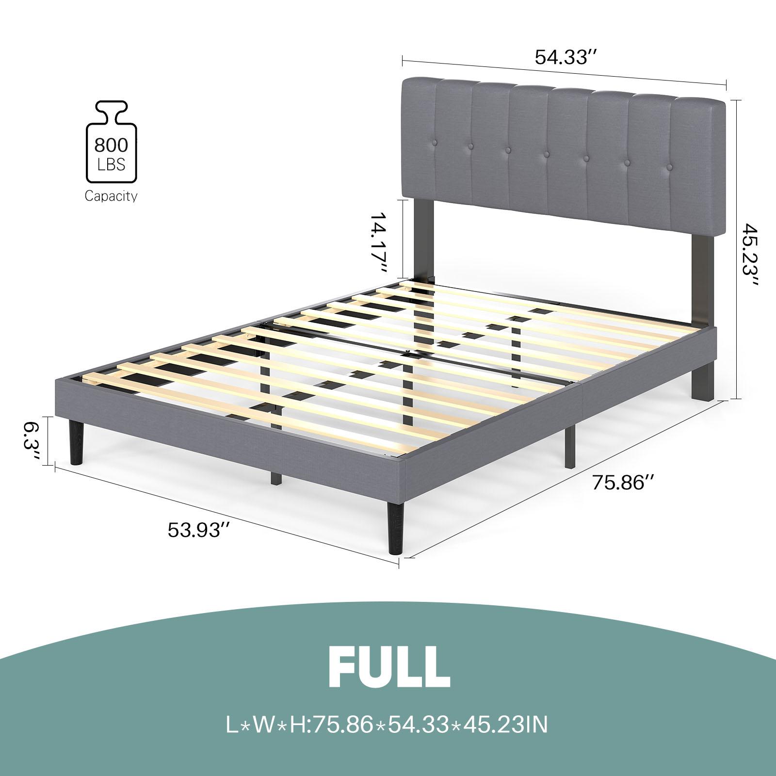 Twin/Full/Queen/King Size Fabric Upholstered Sturdy Wood Slats No Box Spring Needed Modern Design with Upholstery Platform Bed