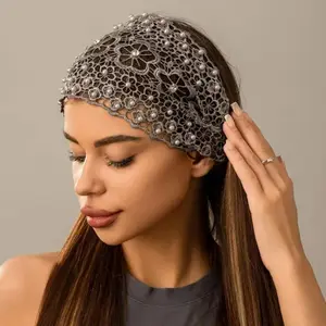 Wide Floral Headband with Crystal Rhinestone Decoration Elegant Hollow Design Hair Accessories for Women Girls Wedding Party Special Occasion Hair Jewelry