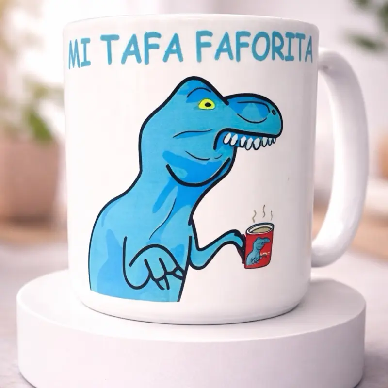Blue Dinosaur Collectible Ceramic Mug - 15oz Reusable Smooth Drinkware for Coffee, Tea, Beverage Occasions