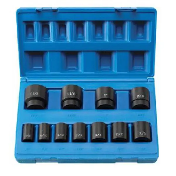 Grey Pneumatic Railroad Sockets, 1311S .5 in Drive 11-Piece Standard Size 8-Point Wrench Set