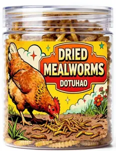 Dried Mealworms, Dried Worms for Chicken, 2 oz Chicken Feed, High-Protein Chickens Treats, Food for Wild Birds, Ducks, Layer Hens (2 oz)