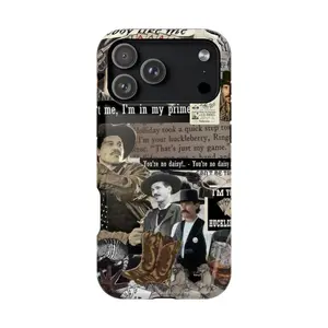 Vintage Tombstone Movie Doc Holliday Phone Case Compatible with iPhone 17 Pro Max 16 Plus 15 14 13 12 11 Air  Western Cowboy Aesthetic Collage Cover  Huckleberry Wild West Quote Gift