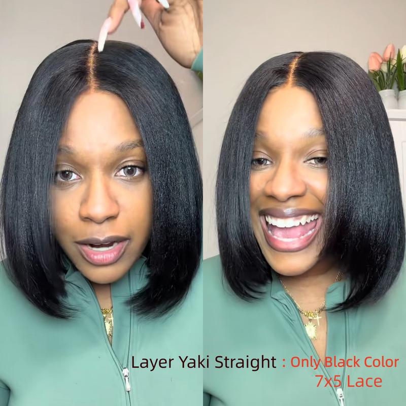 UNice Glueless Yaki Straight Short Bob Wig Pre-cut 7x5 HD Lace Human Hair Wigs with Bleached Knots Beginner Friendly Natural Hairline ##tiktokshopjumpstartsale