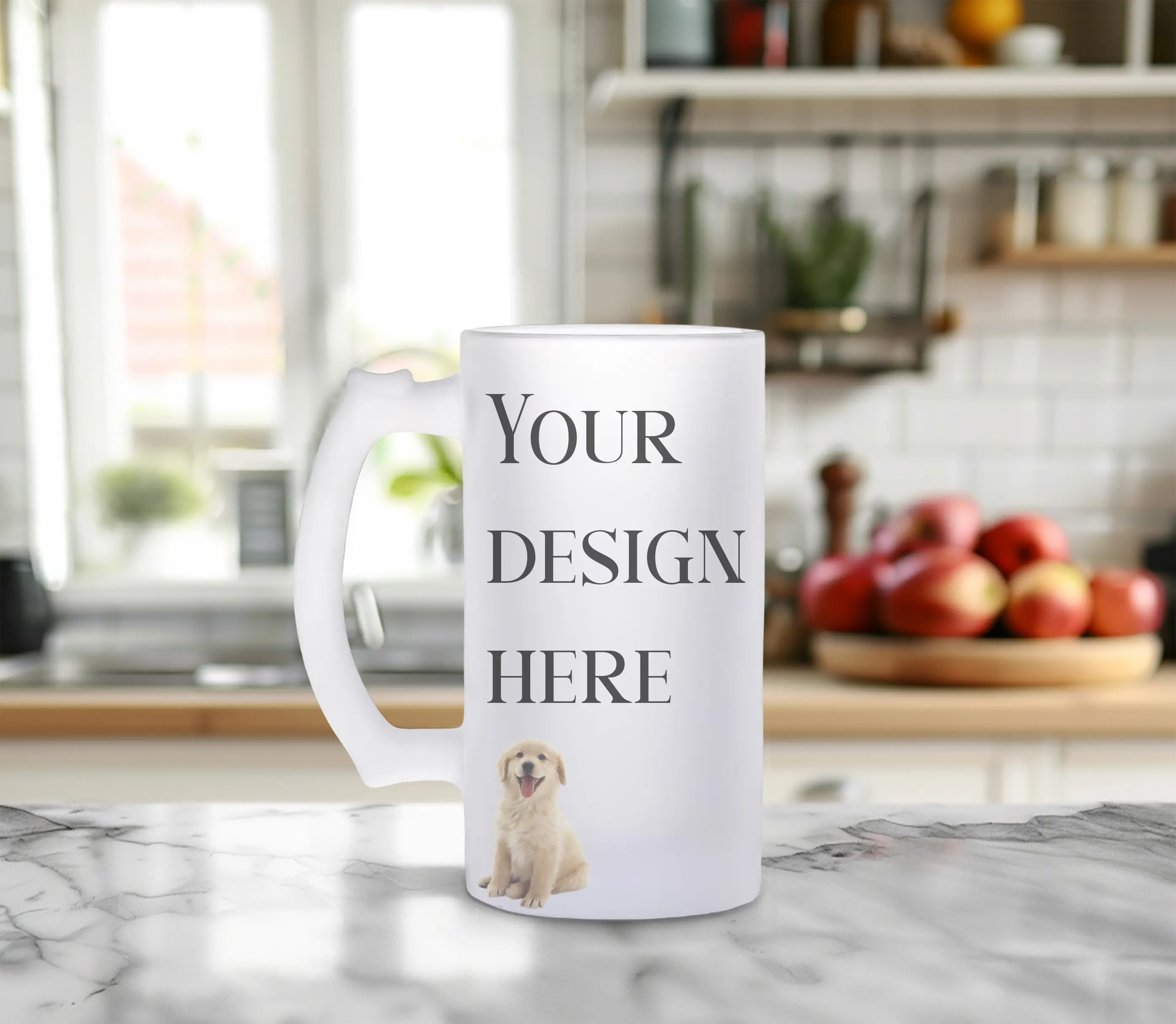 Customizable 16oz Frosted Glass Mug for Hot and Cold Beverages