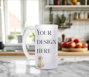 Customizable 16oz Frosted Glass Mug for Hot and Cold Beverages
