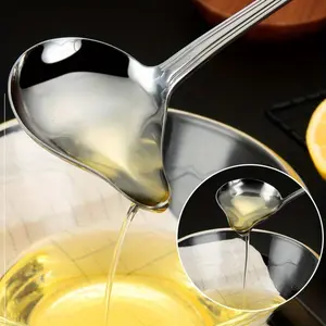 1pc Stainless Steel Soup Sauce Spoon Small Soup Ladle Serving Spoon Creative Soup Porridge Sauce Spoon Delicate Cutlery Spoon