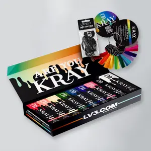 L3VEL3 Kray Intro Kit - 16 Vivid Shades + 1 Clear Semi-Permanent Hair Color with Aloe Vera Olive Oil Sunflower Seed Oil Bond fusion Technology