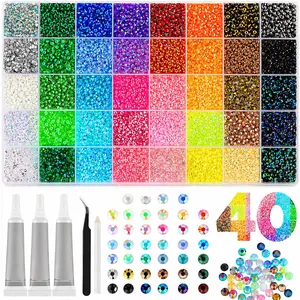 32000 Pcs 3mm Flatback Rhinestones, 40 Colors Resin Jelly Gems Kit for DIY Crafts, Nail Art, Clothes, Shoes Decoration, Includes Tweezers Tools