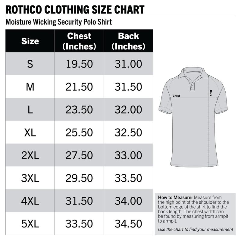 Rothco Moisture Wicking Security Guard Polo with Printed Badge - Menswear Shortsleeve Black Polyester Uniform Shirt for Security Personnel, Security Guards Bouncers Event Staff Public Safety Man Top 3-Button Collar