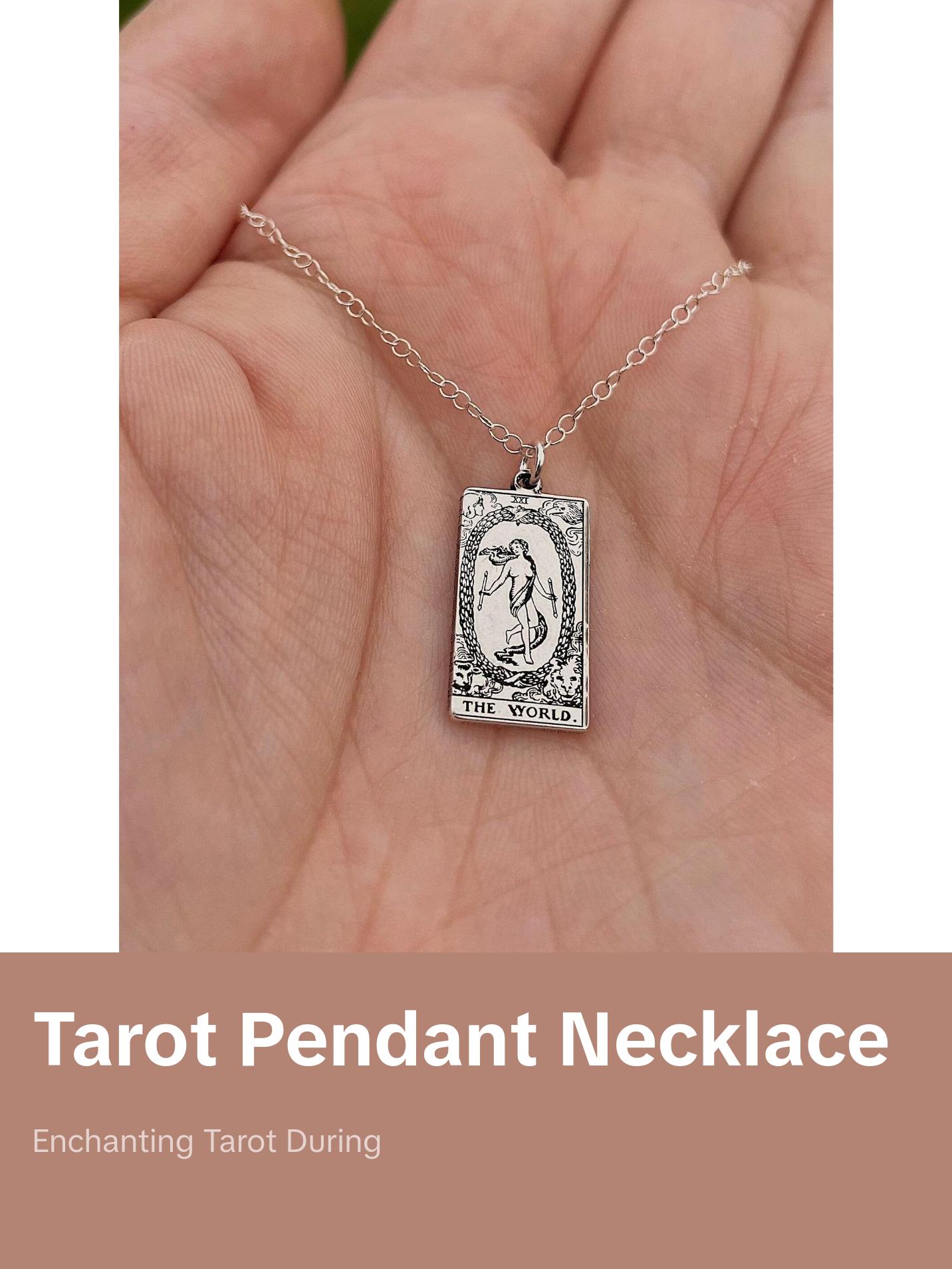 The World Tarot Card Necklace - Sterling Silver