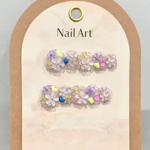 T22 Pure handmade original cream florets three-dimensional petals removable press on nails