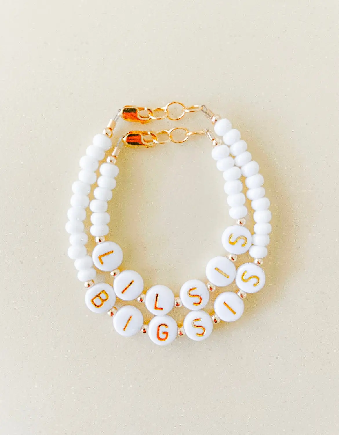LiL Sis & Big Sis Bracelet Set – Personalized 14k Gold-Filled Name Bracelets, Hypoallergenic & Handmade