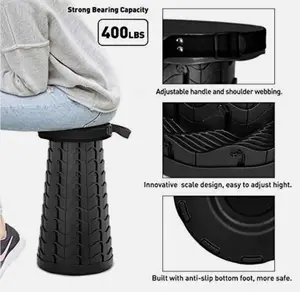 Portable Adjustable Telescopic Folding Stool - Extendable, Lightweight Camping Seat for Outdoor Fishing, Hiking, Daily Travel Use