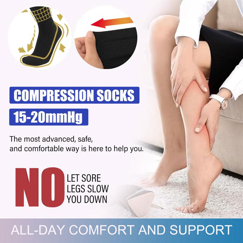 8 Pairs Compression Socks for Women & Men, Fashionable  Knee-High Socks for Walking, All Seasons,Unisex, Support Sock