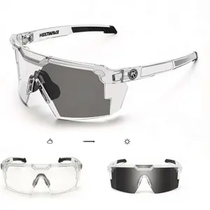 New High-Quality Photochromic Sunglasses (C1) — Square Single-Lens Design, Unisex Cycling Shades, UV400 Protection, Z87+ Certified