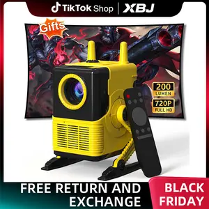 XBJ Portable Home Cinema Projector Ultra HD WiFi 6 Android Smart System with Built-in Speaker, Certified for Indoor Outdoor Use Compatible with Phone Laptop HDMI TV Stick USB Auto Keystone Correction & projector for bedroom movie night