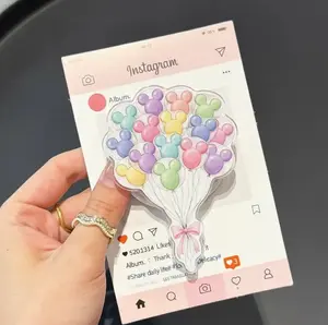 Coquette Bow Balloons Phone Grip, Aesthetic Watercolor Pink Mouse Balloon Magsafe Holder, Trendy Magic Kingdom Family Trip Accessory, Soft Girl eReader Kickstand, Theme Park Vacation Gift1