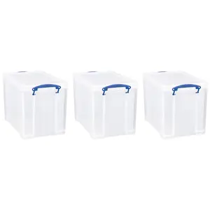 Really Useful Box 19L Storage Container with Lid and Clip Lock Handles, (3 Pack)