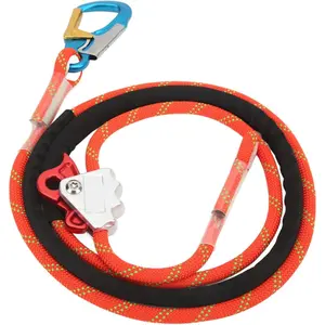 Climbing Safety Lanyard Positioning Fall Protective Nylon Rope Safety Cord for High Altitude Tree Climbing Engineering Harness with 15KN Tensile Force & Carabiner