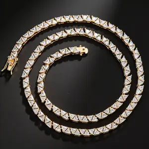 Sri Lanka Moissanite Triangle Necklace Miami Italy Mexico Inspired Hip Hop Trendy Aesthetic Affordable Jewelry for Women & Men Gift