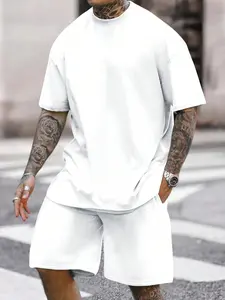 2026 TikTok Viral Men's Oversized White T-Shirt & Shorts Set, Unisex 2 Piece Casual Streetwear Outfit