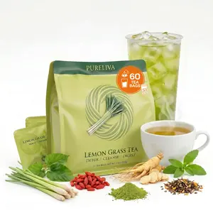 PURELIVA Natural Sugar-Free Lemongrass Healing Herbal Tea Bags (20 Count) - Multi-Flavor Mix with Matcha, Stevia, Dandelion & More, Calm Relaxing Drink for Digestion Support, Stomach Soothing, Youth & Body Balance Daily Wellness