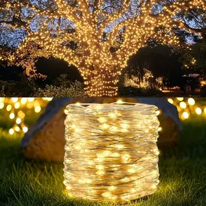 300 LED Solar Flexible Copper Wire Lights String | Waterproof Warm Light, IP44, 8 Lighting Modes, Ideal for Courtyard, Branches, Ent Poles & Indoor Decoration, Daily Ambient Lighting, Flexible Placement, Durable Outdoor Lighting, Christmas Decorations