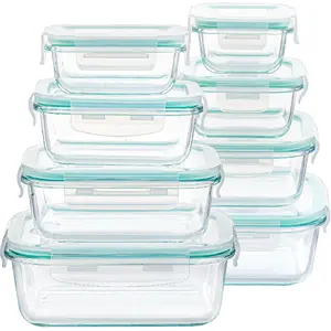 8 Pack Glass Food Storage Containers with Airtight Lids, Glass Meal Prep Containers, Lunch Office Meal for Microwave, Oven, Freezer and Dishwasher, BPA Free