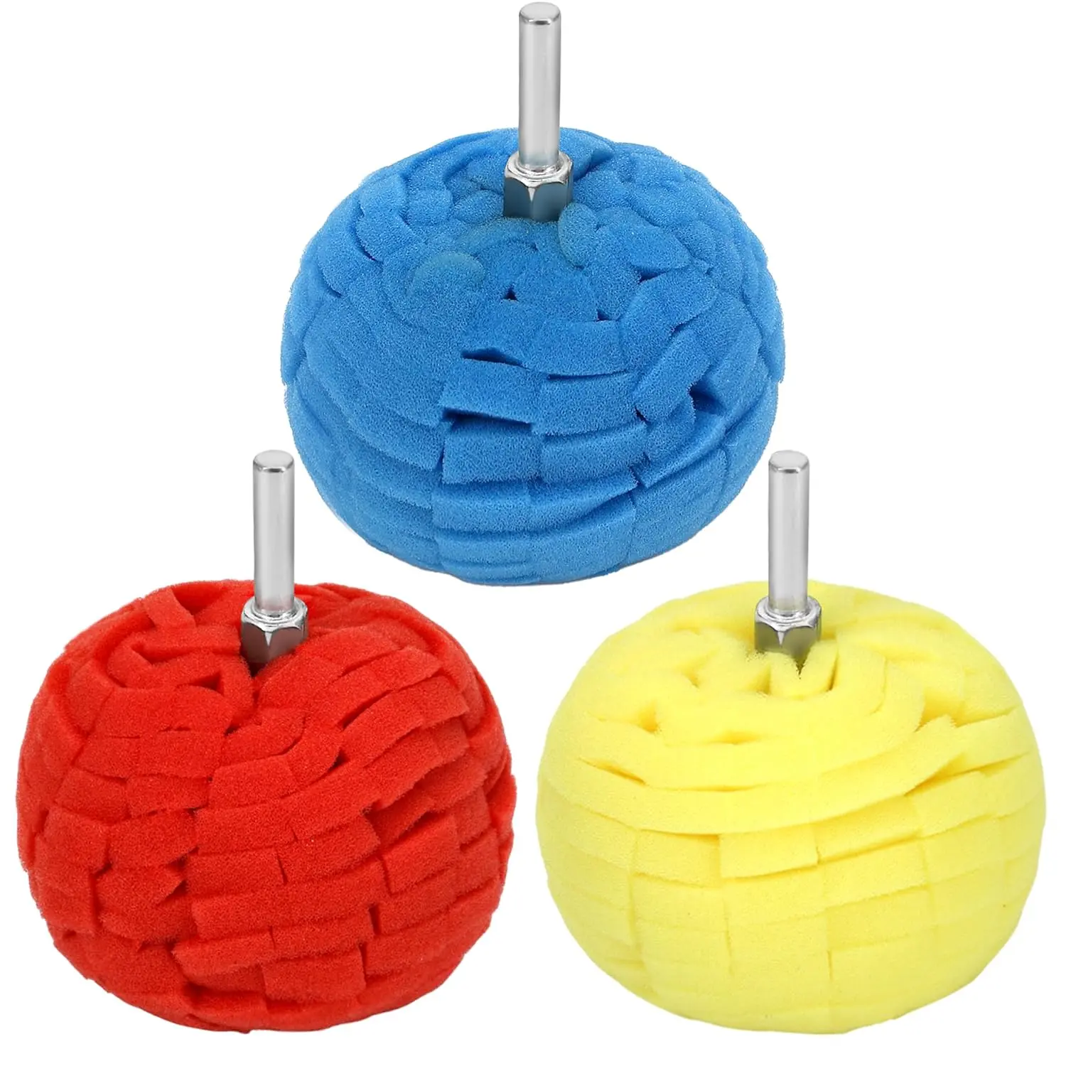 3PCS 3-Inch Power Polishing Ball Tool with 1/4" Drill Shank, Detailing Adapter, Round Buffing Cone Finishing Pad, Waxing Attachment Hub for Car, Boat Rim Polishing, Automotive Motorcycle Accessories, Car Detailing, Car Wax Polishing Machines & Accessories