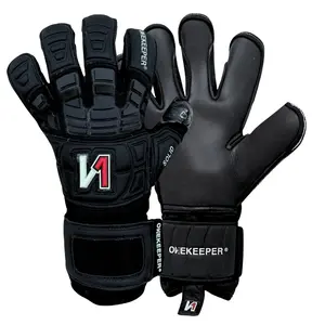 ONEKEEPER Solid Black Soccer Goalkeeper Gloves Without Finger Protection | 3.5mm Pro-Level Latex for Youth & Adults - Size 5-12