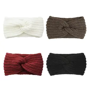 4 pcs Multi-Purpose Women's Warm Headbands, Thick Knitted Ear Warmer for Outdoor Cold Weather, Yoga Fitness & Makeup