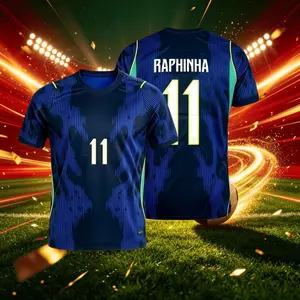 2026 Brazil Away 10#Neymar and 7#VINI 11#Raphinha Short And Long Sleeve Soccer Jersey Fans Versio Breathable