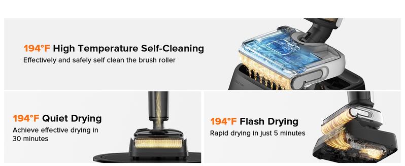 Roborock F25 Wet Dry Vacuum Cleaner, Cordless, All in One with 20000Pa, 194°F Hot Air Flash Drying & High temperature Self Cleaning