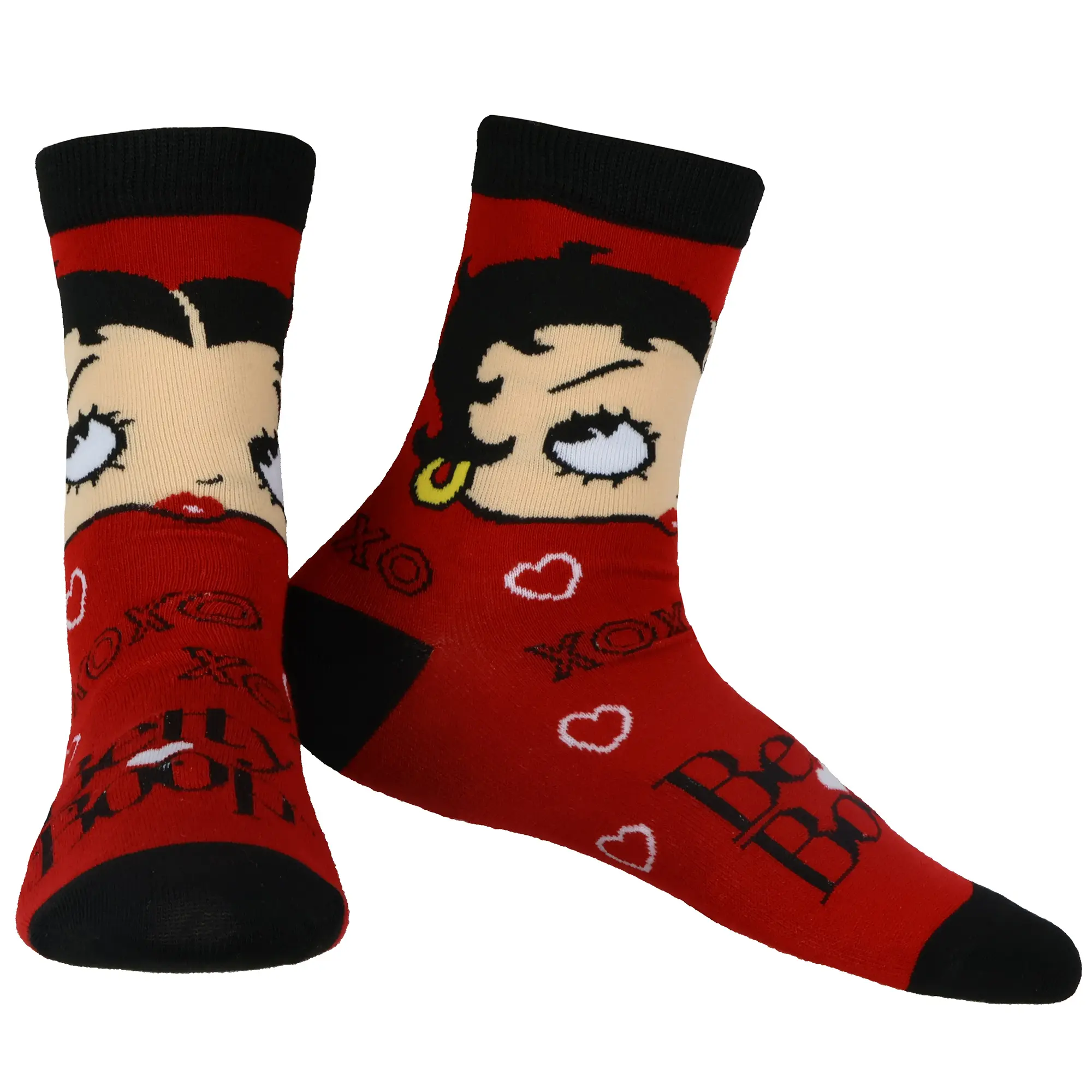 Betty Boop Socks Women's XOXO Character Design Adult Quarter Ankle Socks 1 Pair, Everyday, Comfortable, Fabric, Casual, Cartoon Character