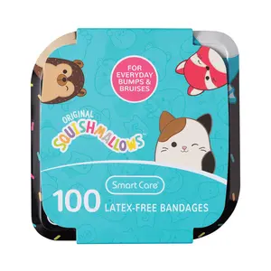 Smart Care Squishmallows Latex-Free Bandages with Reusable Storage Tin, 100CT