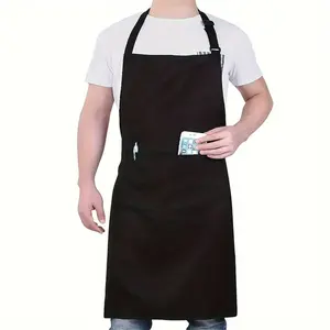 Adjustable Waterproof Oil-Proof Polyester Apron with Pockets, Unisex, Easy Clean, Comfortable Fit, Ideal for Cooking & Bbqs, Kitchen Cooking Aprons