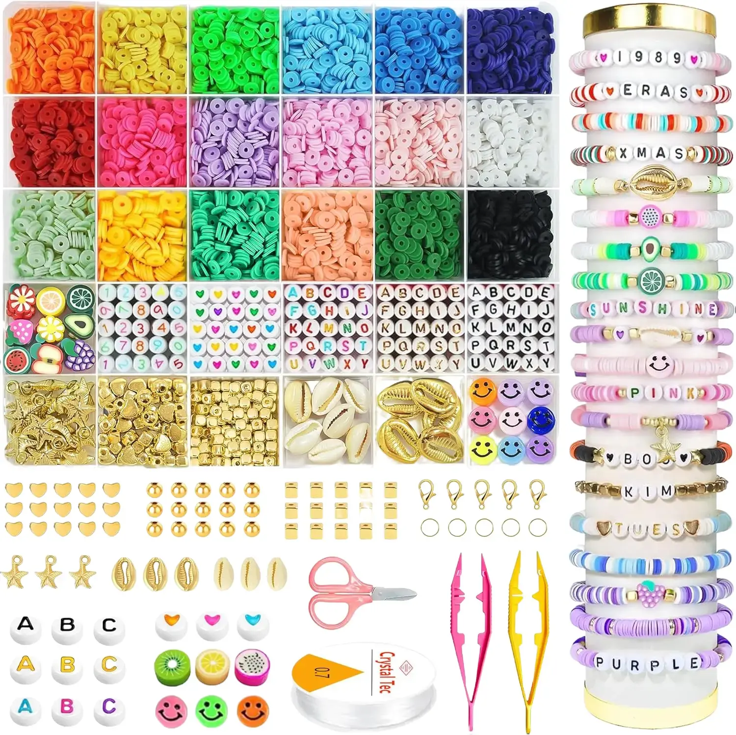 5300 Clay Beads Jewelry Making Kit for Kids Girls, Stocking Stuffers, Arts & Crafts for Ages 8-12, Christmas Toys, Birthday Gift Supplies, DIY Beading & Jewelry Making Activity