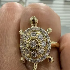 Beautiful gold-plated turtle ring, high-quality and water-resistant jewelry