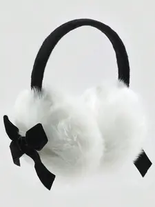 Autumn Winter Cute Ear Warmer Creative Bow Plush Warmth Ear Cover for Girls, Fashionable Women's Cold-Resistant Accessory Ear Snood