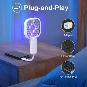 USB Mini Mosquito Swatter, Mini Mosquito Killer Bat Portable Bug, Mosquito Killer Machine, Trap Killer LED, with uv Light Protector Mosquito lamp for House Mini Mosquito Killer lamp 2 in 1 Compact