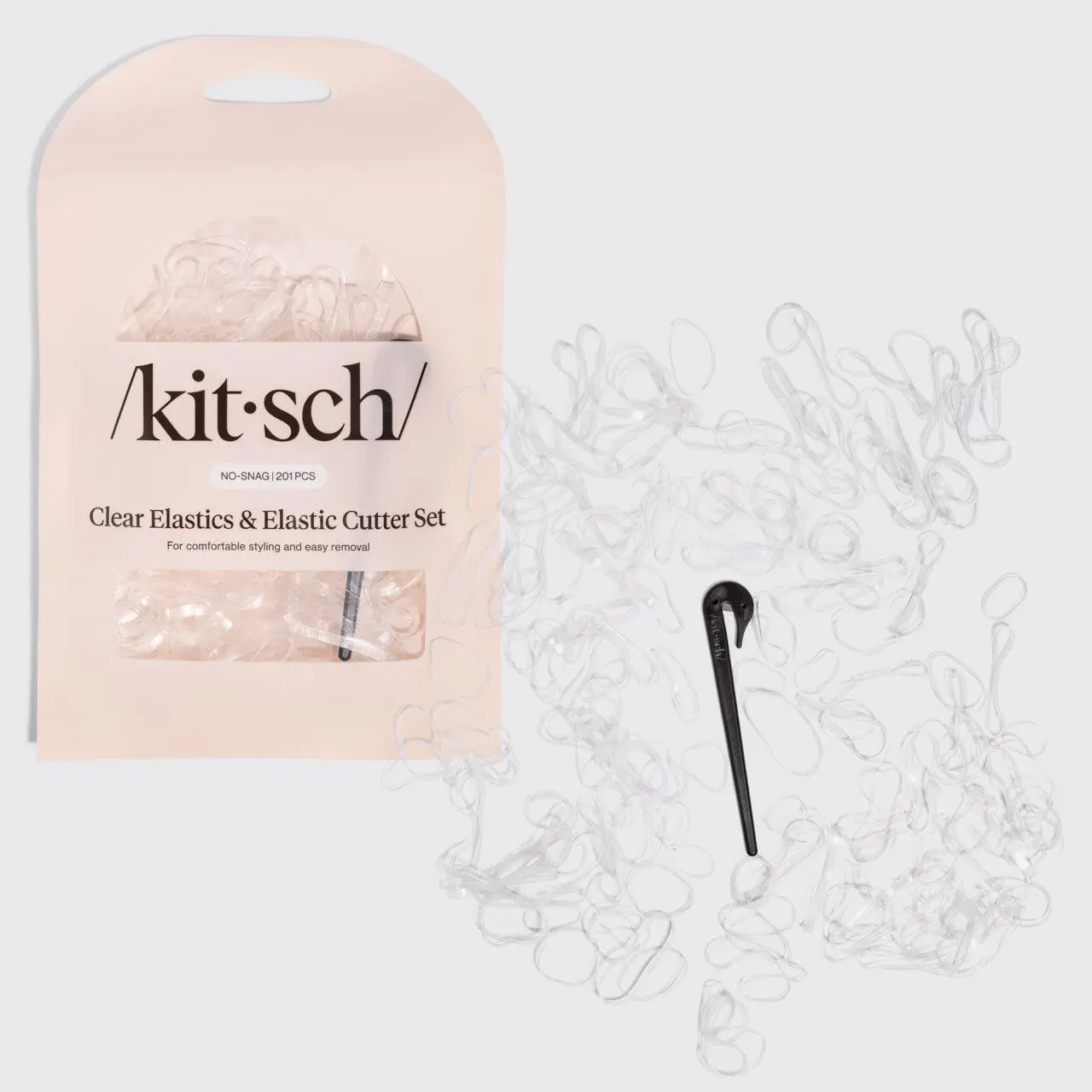 Clear & Black No-Snag Elastics 200pcs & Cutter Set