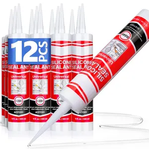 Clear  Caulk for Kitchen & Bathroom,10 fl oz ,12 Pack,  RTV  Sealant,Stronger Adhesion,Shrink & Crack Proof