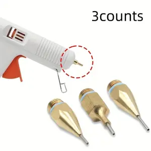 Precision Hot Melt Glue Gun Nozzles Set, 3 Pieces, Fine Holes 1mm 1.3mm 1.5mm, Rubber Handle, for Detailed Craft Projects