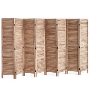 VEVOR Wood Room Divider, 8 Panel Wood Folding Privacy Screen, 66.9 InchesTall Indoor Louvered Partition Divider, Portable Decoration Screen, for Room Separation, Home, Office, Restaurant Bedroom