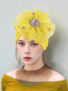 Romantic Ruffled Large Flower Headscarf Hat, Lightweight Comfortable Hair Wrap, Turban hijab, Perfect for Parties and Daily Style, Elegant Women's Fashion Accessory