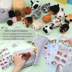 Cat and Dog Wool Felt DIY Kit Wool Felt Punch Craft Set for Beginners Self Healing Handmade Hobby Crafting Time Killer, Cute Animal Needle Felting Set Perfect Gift for Holidays Birthday Creative Relaxing Art Supplies fun yarn