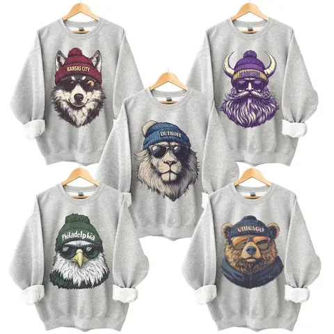 All 32 Teams Spirit Animal Football Graphic Sweatshirts All Team City Animal Sports Pullover Retro Game Day City Football Sweatshirt CaSual Game Home Town Pullover - Celebrate with Classic Sports Apparel - Show Your Pride for Every Football City Unisex